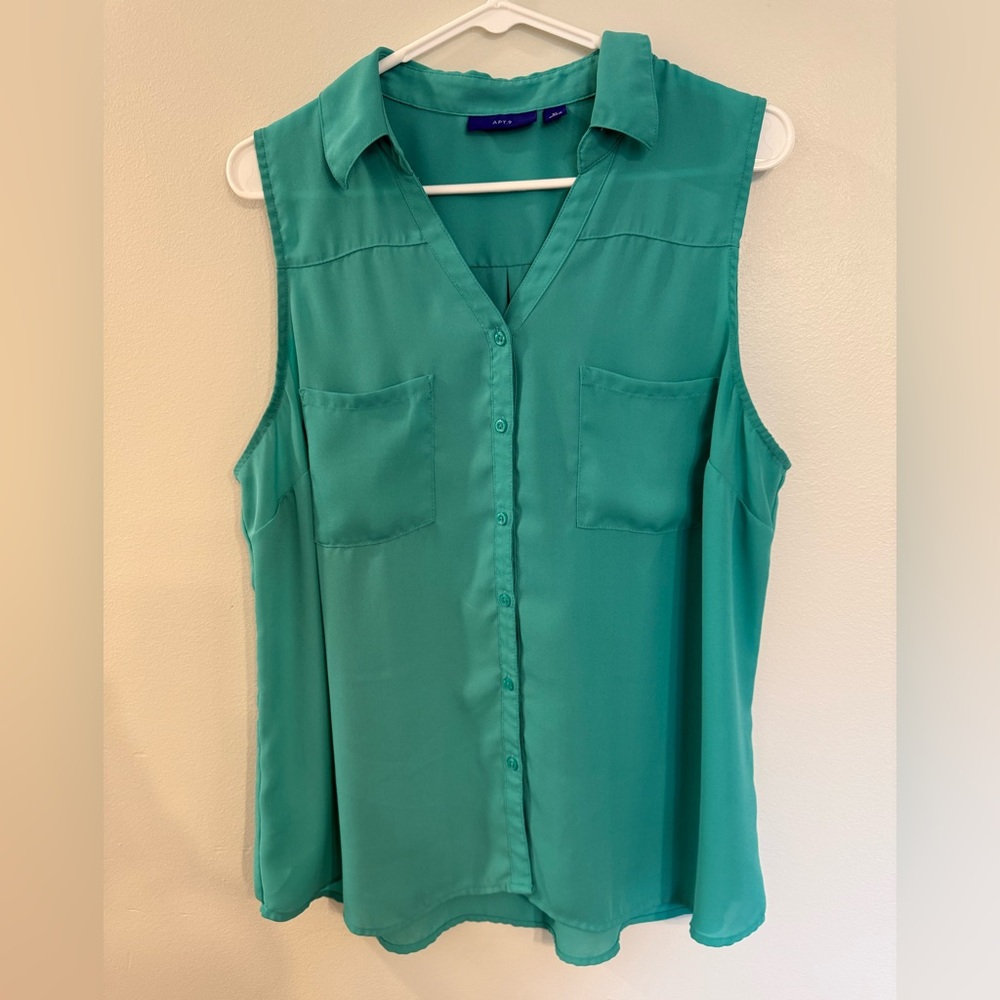Apt. 9 Sleeveless Turquoise Blouse XL